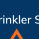 Blue head with white text that says Fire sprinkler systems with an orange arrow in the bottom center
