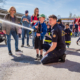fire fighter teaching about fire prevention in fire prevention week
